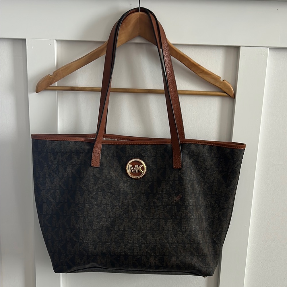 Michael Kors Black and Brown Tote Bag